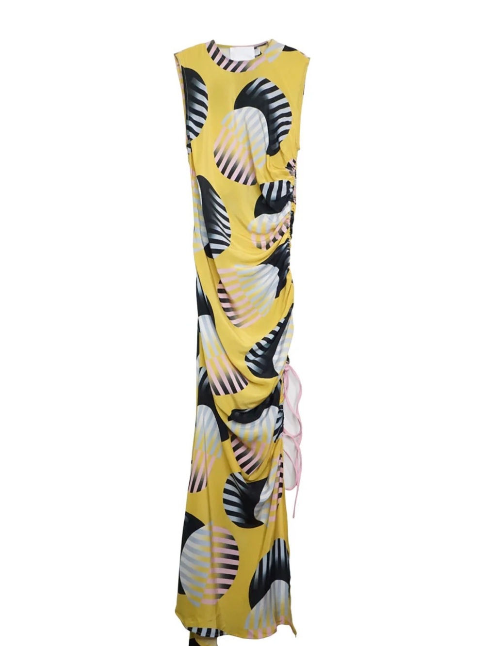 Solace London Yellow Black Pink Graphic Print Maxi Dress